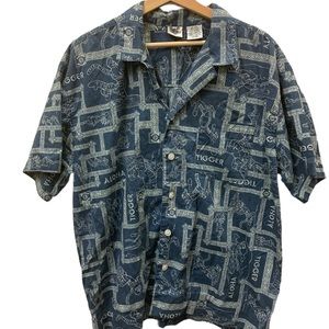 Disney Catalog Hawaiian Shirt Aloha Tigger Mens Size Large Blue Short Sleeve